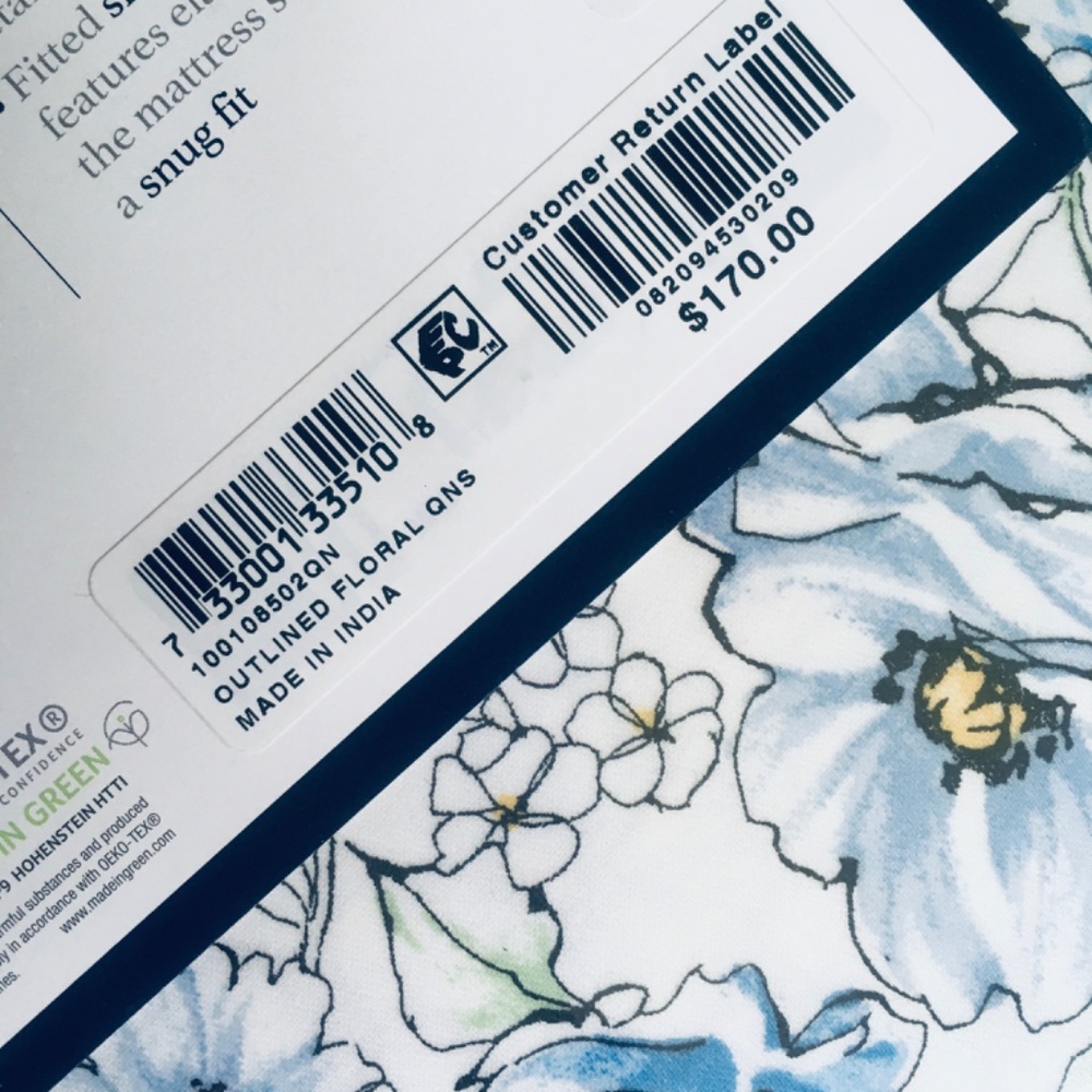 new Outlined Floral Cornflower Charter Club Solid 550 TC Cotton QUEEN Sheet Set - Picture 9 of 13